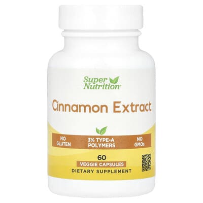 Super Nutrition, Cinnamon Extract, 60 Veggie Capsules (250 mg per Capsule)