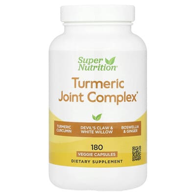 Super Nutrition, Turmeric Joint Complex with Devil's Claw Extract, Boswellia Extract, White Willow Extract, and Ginger Extract, 180 Veggie Capsules