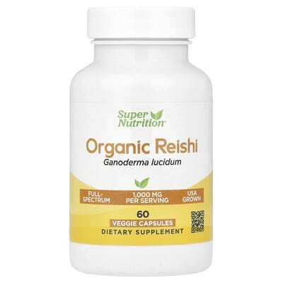 Super Nutrition, Organic Ganoderma, 1 g, 60 Capsules (0.5 g per capsule)