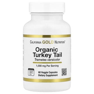 California Gold Nutrition, Organic Turkey Tail Mushroom, 60 Veggie Capsules (0.5 g per Capsule)