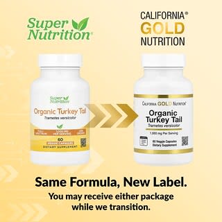 California Gold Nutrition, Organic Turkey Tail Mushroom, 60 Veggie Capsules (0.5 g per Capsule)