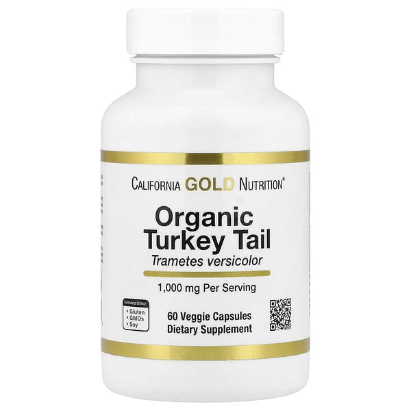 Organic Turkey Tail Mushroom, 60 Veggie Capsules (0.5 g per Capsule)