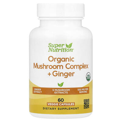 Super Nutrition, Organic Mushroom Complex + Ginger, 60 Veg Capsules