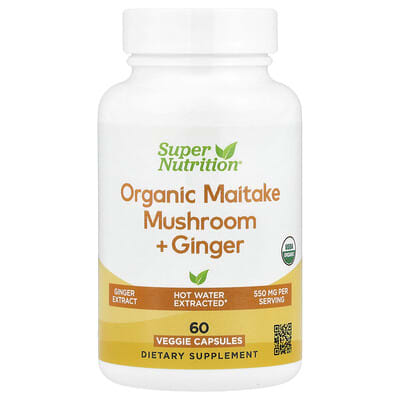 Super Nutrition, Organic Chaga + Ginger, 60 Vegetarian Capsules
