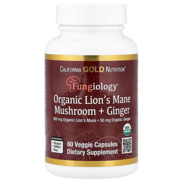 California Gold Nutrition, 有機猴頭菇 + 姜，60 粒素食膠囊