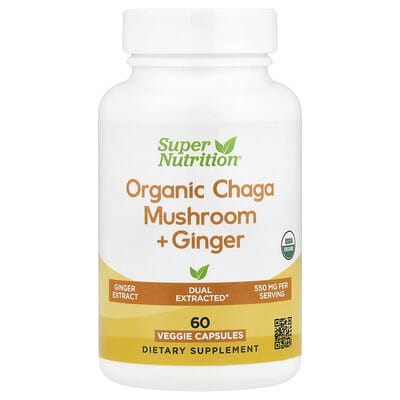 Super Nutrition, Organic Chaga + Ginger, 60 Vegetarian Capsules