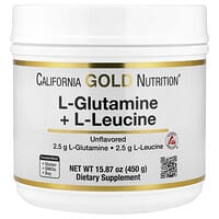 California Gold Nutrition, L-Glutamine + L-Leucine, Unflavoured, 15.87 oz (450 g)