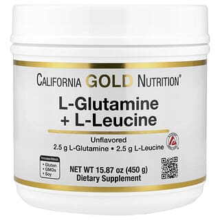 Super Nutrition, L-glutamina + L-leucina, Sem Sabor, 450 g (15,87 oz)