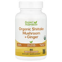 Super Nutrition, 有机香菇+生姜，有机普鲁兰多糖，有机稻壳浓缩物，60 粒素食胶囊