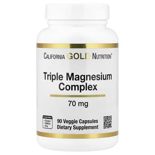 California Gold Nutrition, Triple Magnesium Kompleks, 70 mg , 90 Kapsul Nabati