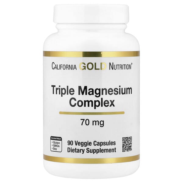 California Gold Nutrition, 트리플 마그네슘 복합체, 70mg, 베지 캡슐 90정