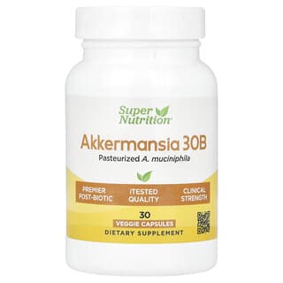 Super Nutrition‏, Akkermansia 30B, A. Muciniphila מפוסטר, 30 כמוסות צמחיות