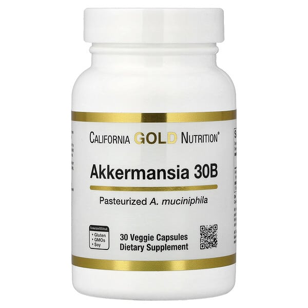 California Gold Nutrition, Akkermansia 30B, аккермансия, 30 вегетарианских капсул (150 мг в 1 капсуле)