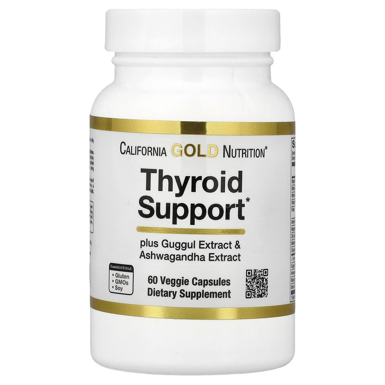 Thyroid Support with Guggul, Ashwagandha, Bacopa and Green Tea Extracts, 60  Veggie Capsules