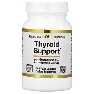 California Gold Nutrition, Guggul, Ashwagandha, Bacopa ve Yeşil Çay Ekstraktları ile Tiroid Desteği, 60 Bitkisel Kapsül