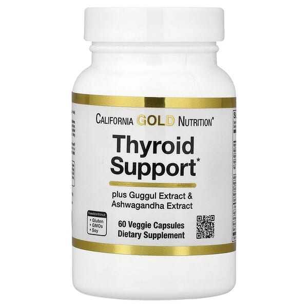Thyroid Support with Guggul, Ashwagandha, Bacopa and Green Tea Extracts, 60 Veggie Capsules
