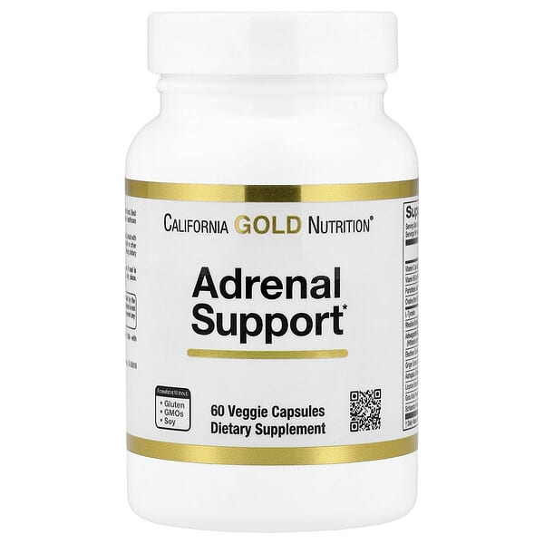 Adrenal Support with L-Tyrosine, Rhodiola Extract, Ashwagandha Extract, and Eleuthero Extract, 60 Veggie Capsules