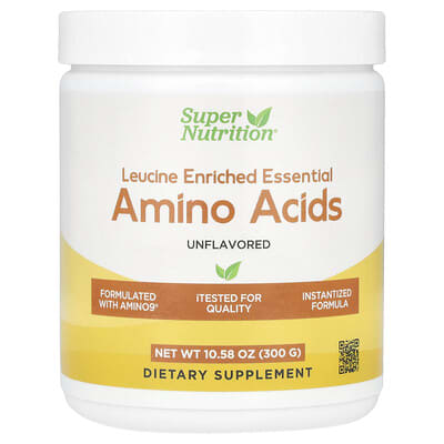 Super Nutrition, Leucine Enriched Essential Amino Acids with  L-Leucine, L-Lysine, L-Threonine, and L-Isoleucine, Unflavored, 10.58 oz (300 g)