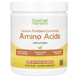 Super Nutrition, Acides aminés essentiels enrichis en leucine, Non aromatisés, 300 g