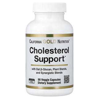 California Gold Nutrition, Supporto al colesterolo con concentrato di ß-glucano di avena, steroli vegetali, miscela vegetale e digestiva, 90 capsule vegetali