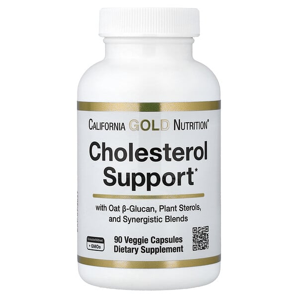 California Gold Nutrition, Cholesterol Support with Oat ß-Glucan Concentrate, Plant Sterols, Veggie & Digestive Blend, 90 Veggie Capsules