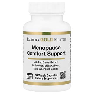 California Gold Nutrition, Menopause Comfort Support with Folate, Red Clover Extract, Vitamin B12, and Soy Germ Extract, 56 Veggie Capsules