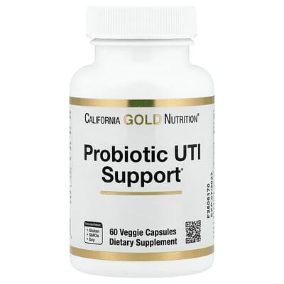 California Gold Nutrition, Probiotic UTI Support with Fructooligosaccharides, Cranberry Extract, Three-Leaf Caper Extract, and Proprietary Digestive Blend, 60 Veg Capsules