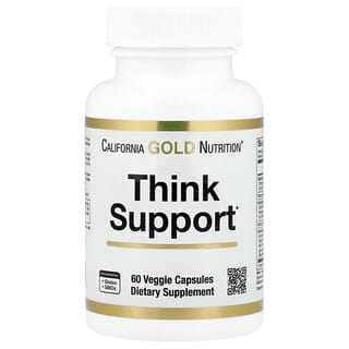California Gold Nutrition, Think Support, met Ginkgo Biloba, Skullcap, Gotu Kola, Bacopa en Enzymen, 60 Veggie Capsules