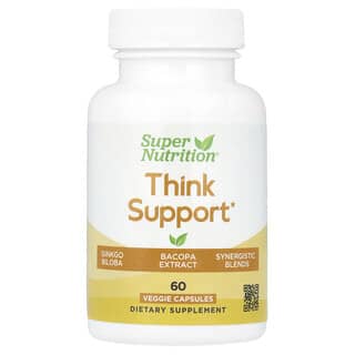 Super Nutrition, Think Support, with Ginkgo Biloba, Skullcap, Gotu Kola, Bacopa and Enzymes, 60 Veggie Capsules