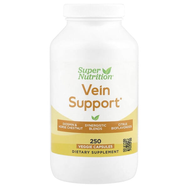 Super Nutrition, 靜脈幫助含地奧司明、假葉樹、七葉樹、生物類黃酮和酶，250 粒素食膠囊