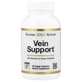 California Gold Nutrition, Suplemento de refuerzo para las venas con diosmina, rusco, castaña de Indias, bioflavonoides y enzimas, 90 cápsulas vegetales