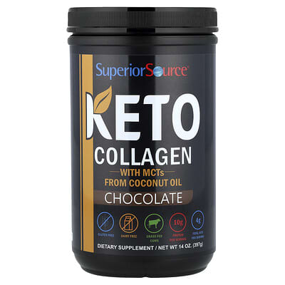 Superior Source, Keto Collagen Powder with MCTs, Chocolate, 14 oz (397 g)