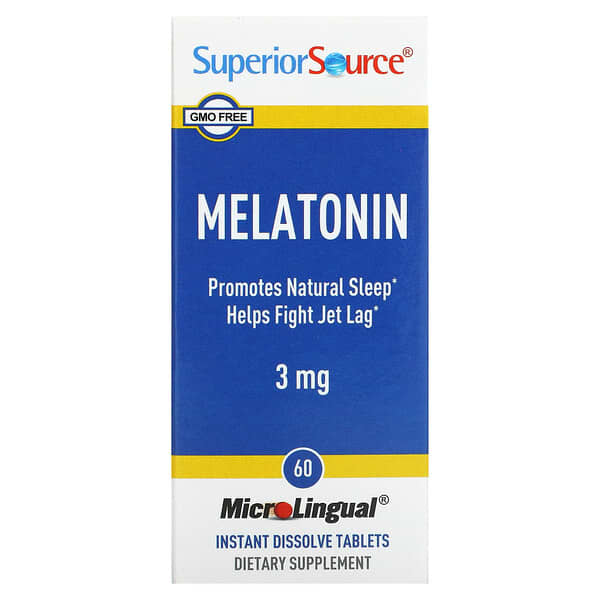 Superior Source, Melatonin, 3 mg, 60 MicroLingual Instant-Dissolve-Tabletten