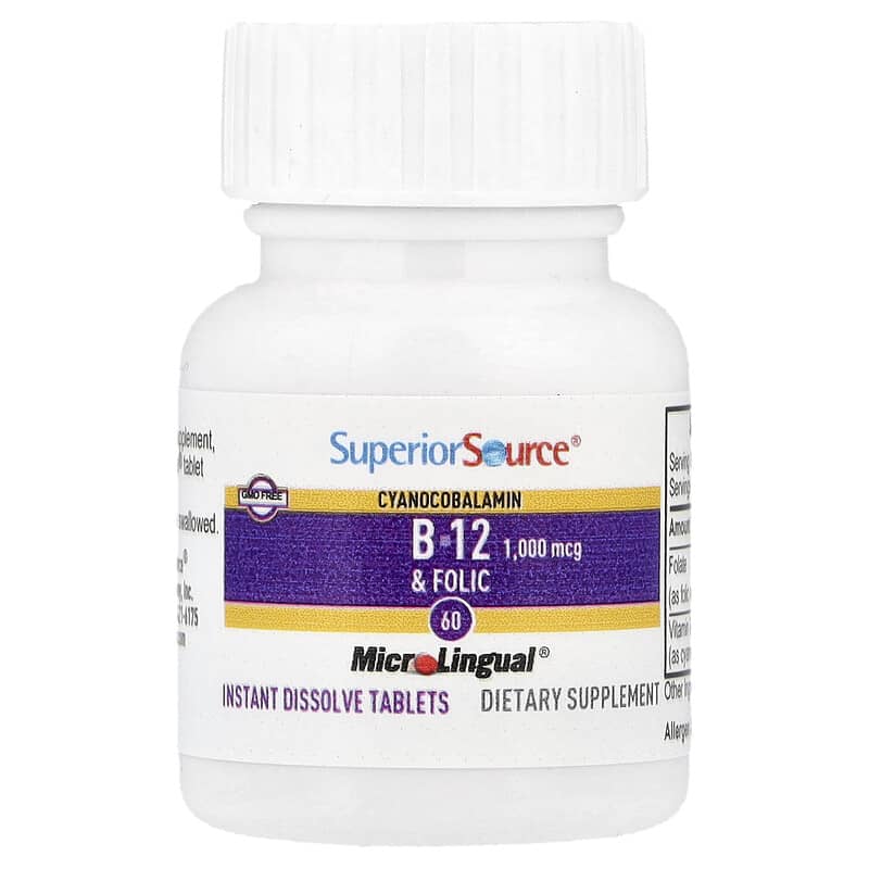 Cyanocobalamin B-12 & Folic Acid, 60 MicroLingual Instant Dissolve Tablets