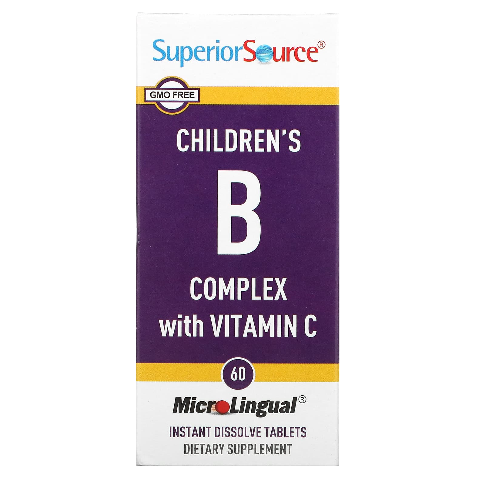 Superior Source, 子ども用B複合体、ビタミンC配合、MicroLingual（マイクロリンガル）即溶性タブレット