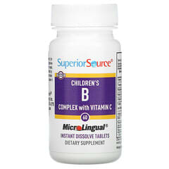Superior Source, Complejo B con vitamina C para niños, 60 comprimidos microlingües de disolución instantánea