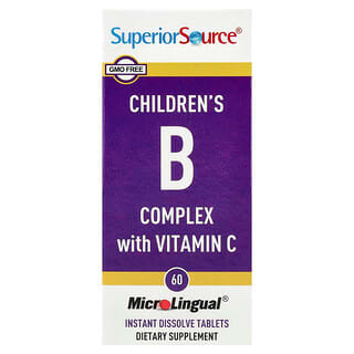 Superior Source, Complejo B con vitamina C para niños, 60 comprimidos microlingües de disolución instantánea