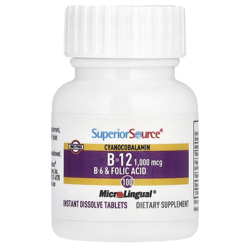 Cyanocobalamin B-12, B-6 & Folic Acid, 100 MicroLingual® Instant Dissolve Tablets