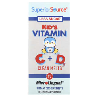 Superior Source, Vitamines C et D pour enfants, Fondants propres, 90 fondants à dissolution instantanée