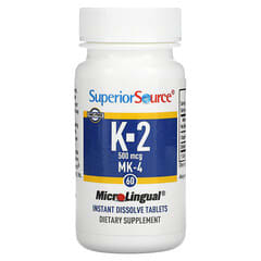 Superior Source, ビタミンK-2、500mcg、MicroLingual（マイクロリンガル）即溶性タブレット60粒