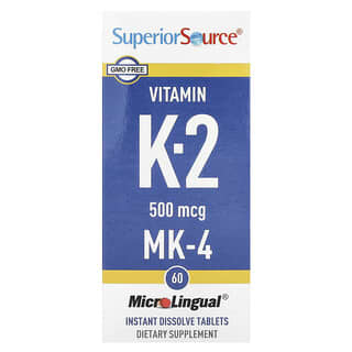 Superior Source, Vitamina K2, 500 mcg, 60 comprimidos microlingües de disolución instantánea