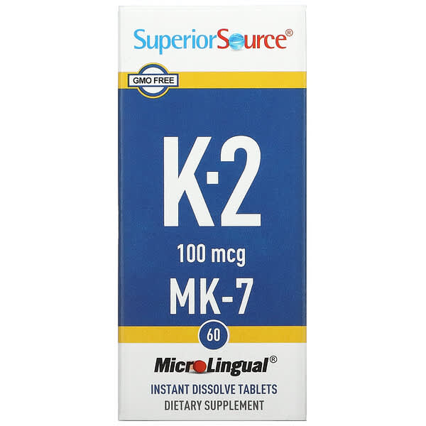 Superior Source, ビタミンK-2、100mcg、マイクロリンガル即溶性タブレット60粒