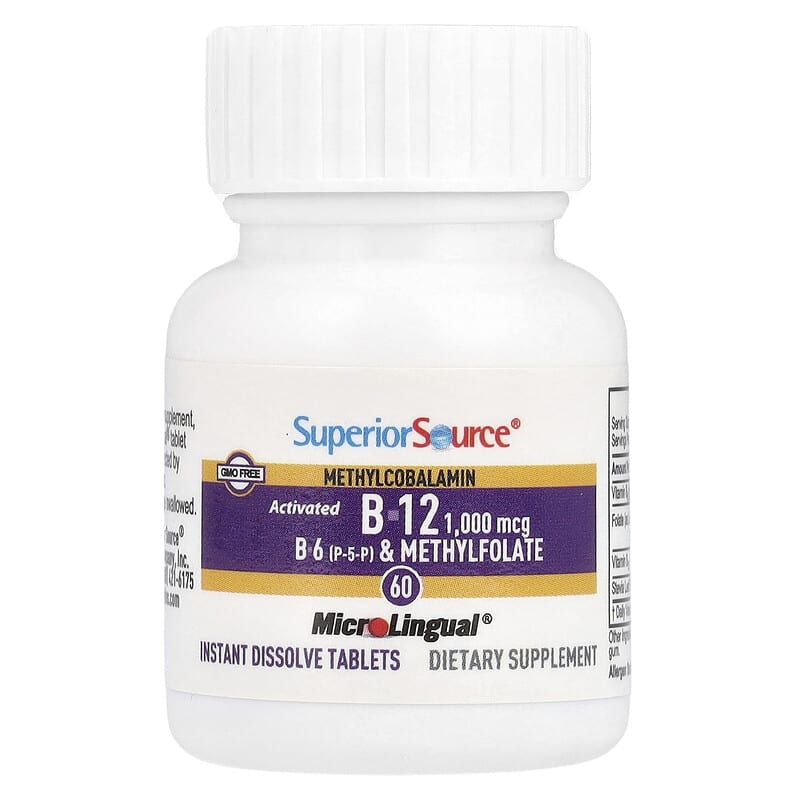 Activated B-12, Methylcobalamin, B-6 (P-5-P) & Methylfolate, 60  MicroLingual Instant Dissolve