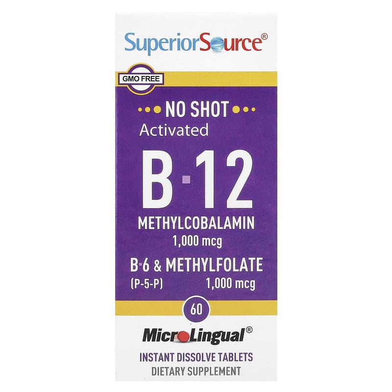 Activated B-12, Methylcobalamin, B-6 (P-5-P) & Methylfolate, 60 MicroLingual Instant Dissolve Tablets Activated B-12, Methylcobalamin, B-6 (P-5-P) & Methylfolate, 60 MicroLingual Instant Dissolve Tablets
