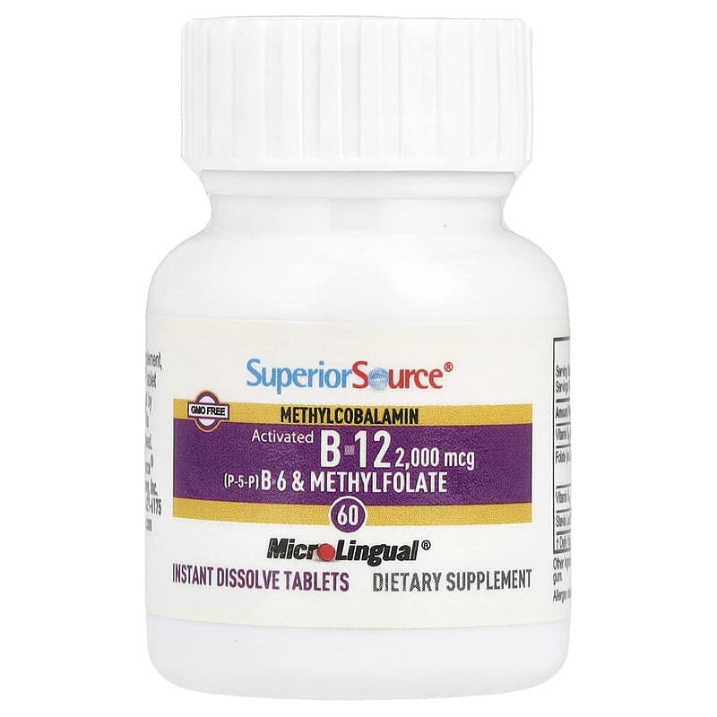 Activated B-12, Methylcobalamin, B-6 (P-5-P) & Methylfolate, 60  MicroLingual Instant Dissolve