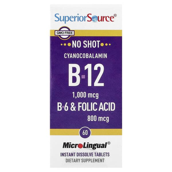 Superior Source, 氰鈷胺 B-12、B-6 和葉酸,60 片 MicroLingual® 速溶片