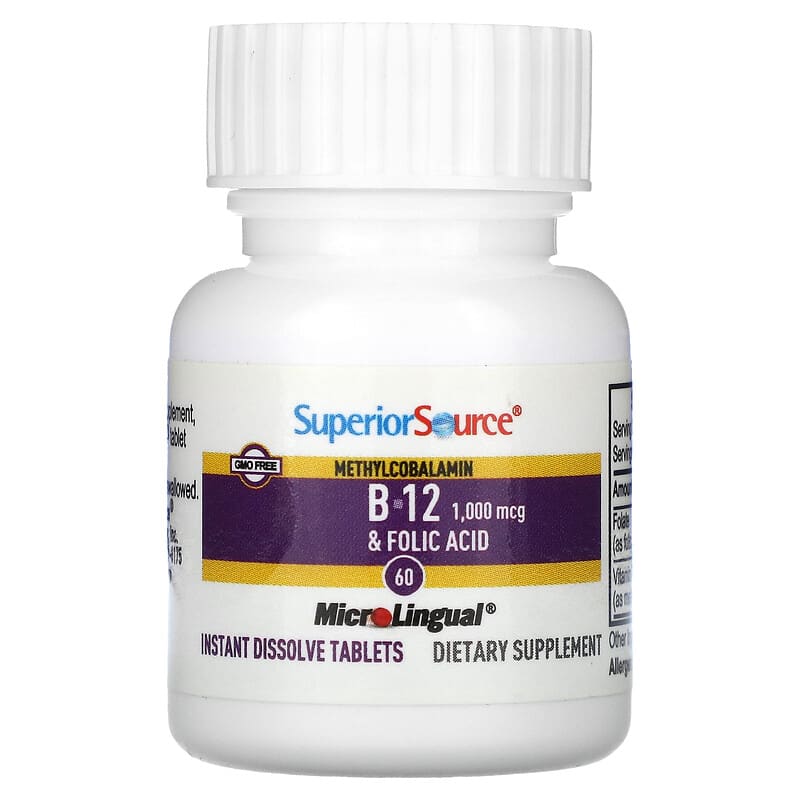 Methylcobalamin B-12, Folic Acid, 60 Instant Dissolve Tablets