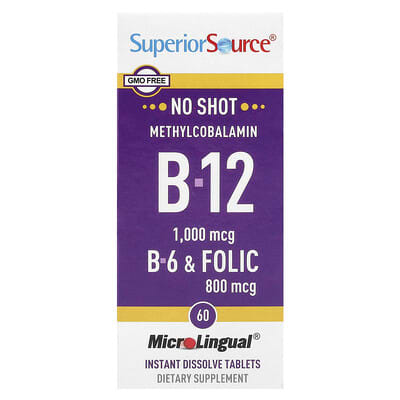 Superior Source, Methylcobalamin B-12, B-6 & Folic Acid, 60 MicroLingual® Rapid Dissolve Tablets