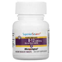 Superior Source, Methylcobalamin B-12, B-6 & Folic Acid, Methylcobalamin B12, B6 und Folsäure, 1.000 mcg/800 mcg, 60 Tabletten