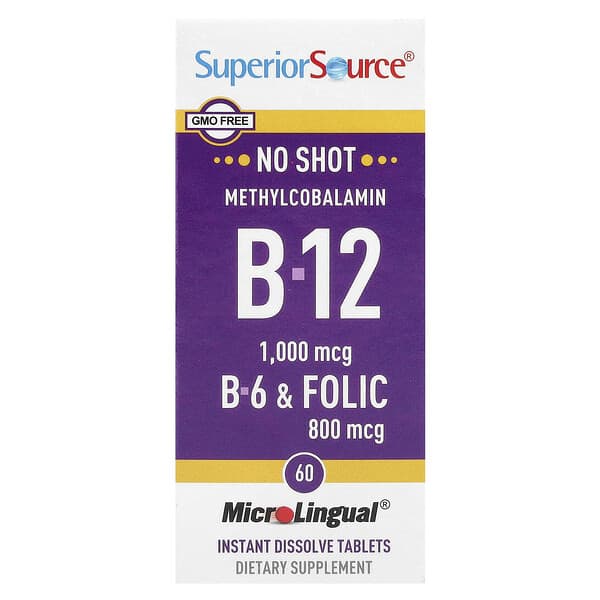 Superior Source, 甲鈷胺 B-12、B-6 和葉酸，60 片 MicroLingual® 速溶片